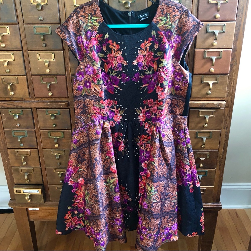 City Chic 'Femme Royale' Fit & Flare Dress Size 18